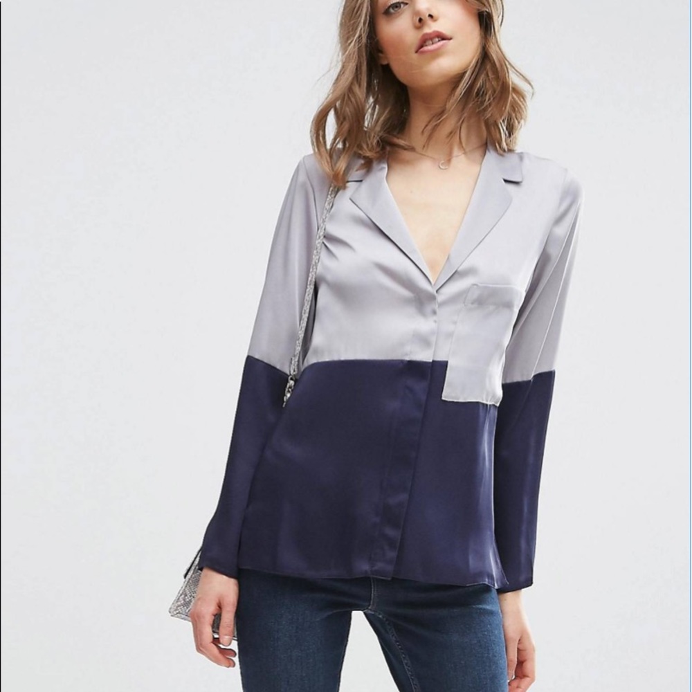 Asos color block blouse sz 12